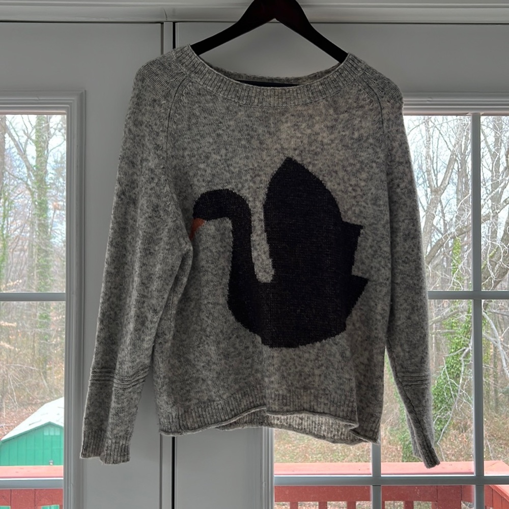 Cozy anthropologie swan sweater